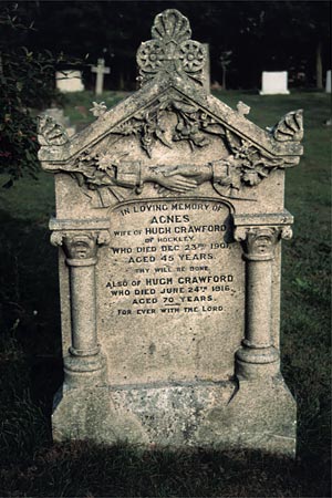 tombston with pillars,shells & handshake